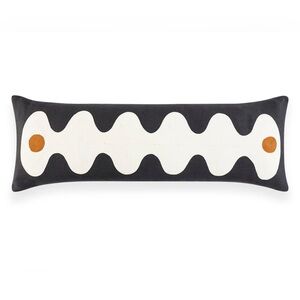 Jonathan Adler Lumbar TOKLAS Pillow Black/White/brown Embroidery Down Insert